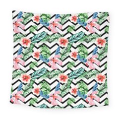 Zigzag Flowers Pattern Square Tapestry (large) by goljakoff