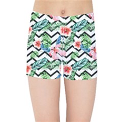 Zigzag Flowers Pattern Kids  Sports Shorts by goljakoff