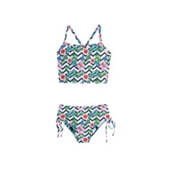 Zigzag Flowers Pattern Girls  Tankini Swimsuit by goljakoff