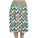 Zigzag flowers pattern Velvet Flared Midi Skirt View1