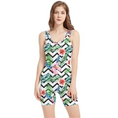 Zigzag Flowers Pattern Women s Wrestling Singlet by goljakoff