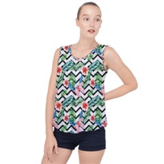 Zigzag Flowers Pattern Bubble Hem Chiffon Tank Top by goljakoff