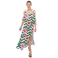 Zigzag Flowers Pattern Maxi Chiffon Cover Up Dress by goljakoff