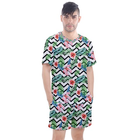 Zigzag Flowers Pattern Men s Mesh Tee And Shorts Set by goljakoff