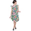 Zigzag flowers pattern Tie Up Tunic Dress View2