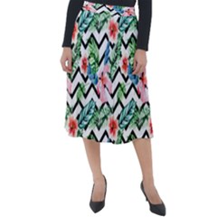 Zigzag Flowers Pattern Classic Velour Midi Skirt  by goljakoff