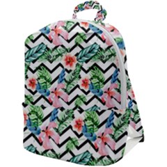 Zigzag Flowers Pattern Zip Up Backpack by goljakoff