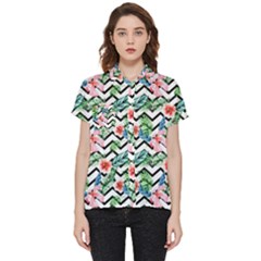 Zigzag Flowers Pattern Short Sleeve Pocket Shirt by goljakoff