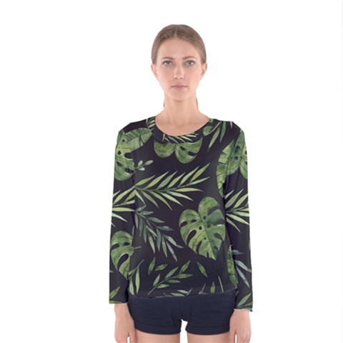 Green Leaves Women s Long Sleeve Tee by goljakoff