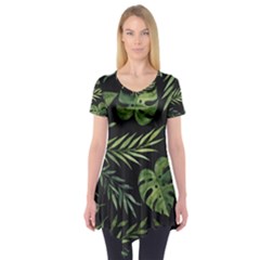 Green Leaves Short Sleeve Tunic  by goljakoff