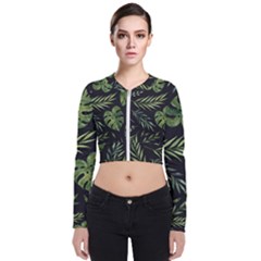 Green Leaves Long Sleeve Zip Up Bomber Jacket by goljakoff