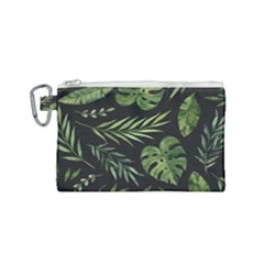 Green Leaves Canvas Cosmetic Bag (small) by goljakoff