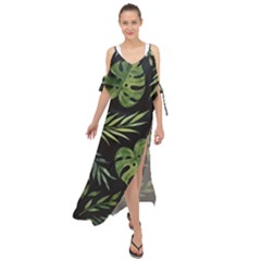 Green Leaves Maxi Chiffon Cover Up Dress by goljakoff