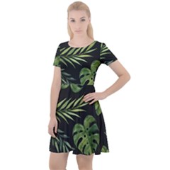 Green Leaves Cap Sleeve Velour Dress  by goljakoff