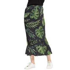 Green Leaves Maxi Fishtail Chiffon Skirt by goljakoff