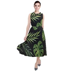 Green Leaves Round Neck Boho Dress by goljakoff