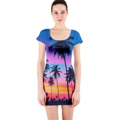 Palms Short Sleeve Bodycon Dress by goljakoff