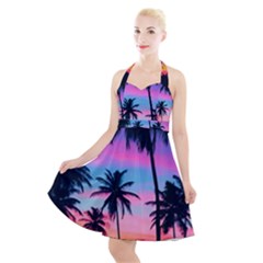 Palms Halter Party Swing Dress  by goljakoff