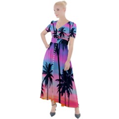 Palms Button Up Short Sleeve Maxi Dress by goljakoff