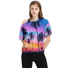 Palms One Shoulder Cut Out Tee by goljakoff