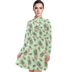 Pineapples Long Sleeve Chiffon Shirt Dress by goljakoff