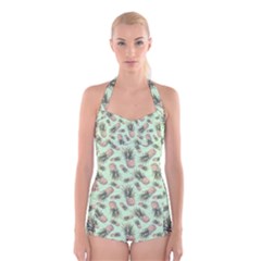 Pineapples Boyleg Halter Swimsuit  by goljakoff