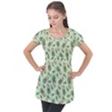 Pineapples Puff Sleeve Tunic Top View1