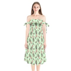 Pineapples Shoulder Tie Bardot Midi Dress by goljakoff