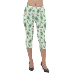 Pineapples Lightweight Velour Capri Leggings  by goljakoff