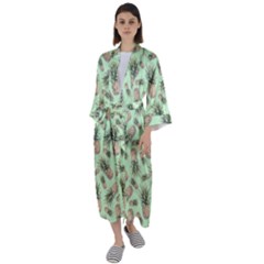 Pineapples Maxi Satin Kimono by goljakoff