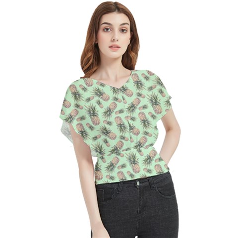 Pineapples Butterfly Chiffon Blouse by goljakoff