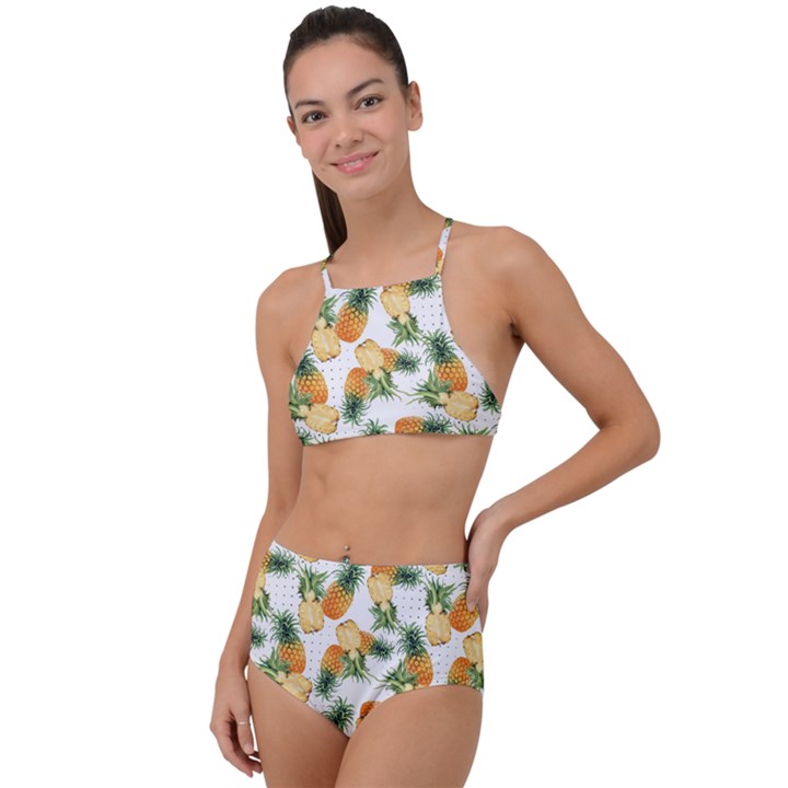 Tropical pineapples High Waist Tankini Set