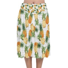 Tropical Pineapples Velvet Flared Midi Skirt by goljakoff