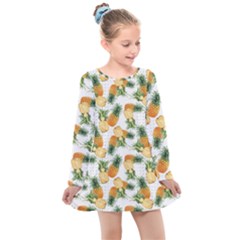 Tropical Pineapples Kids  Long Sleeve Dress by goljakoff