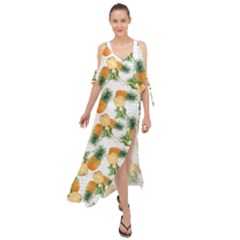 Tropical Pineapples Maxi Chiffon Cover Up Dress by goljakoff