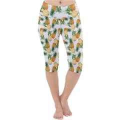 Tropical Pineapples Lightweight Velour Cropped Yoga Leggings by goljakoff