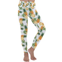 Tropical Pineapples Kids  Lightweight Velour Classic Yoga Leggings by goljakoff