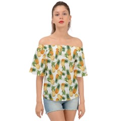 Tropical Pineapples Off Shoulder Short Sleeve Top by goljakoff