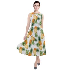 Tropical Pineapples Round Neck Boho Dress by goljakoff