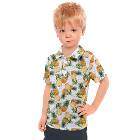 Tropical Pineapples Kids  Polo Tee by goljakoff