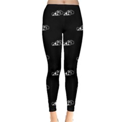 Formula One Black And White Graphic Pattern Leggings  by dflcprintsclothing