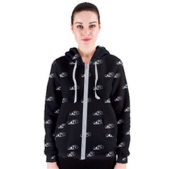 Formula One Black And White Graphic Pattern Women s Zipper Hoodie by dflcprintsclothing