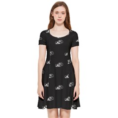 Formula One Black And White Graphic Pattern Inside Out Cap Sleeve Dress by dflcprintsclothing