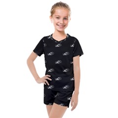 Formula One Black And White Graphic Pattern Kids  Mesh Tee And Shorts Set