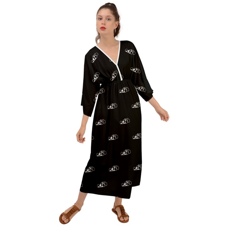 Formula One Black And White Graphic Pattern Grecian Style  Maxi Dress