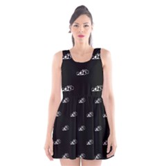 Formula One Black And White Graphic Pattern Scoop Neck Skater Dress by dflcprintsclothing