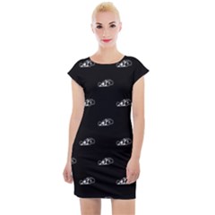 Formula One Black And White Graphic Pattern Cap Sleeve Bodycon Dress by dflcprintsclothing