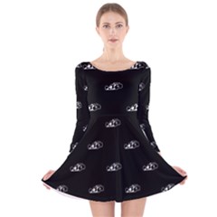 Formula One Black And White Graphic Pattern Long Sleeve Velvet Skater Dress by dflcprintsclothing