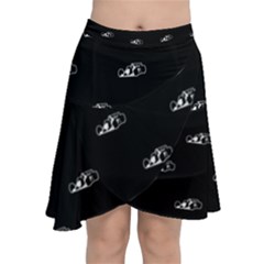 Formula One Black And White Graphic Pattern Chiffon Wrap Front Skirt by dflcprintsclothing