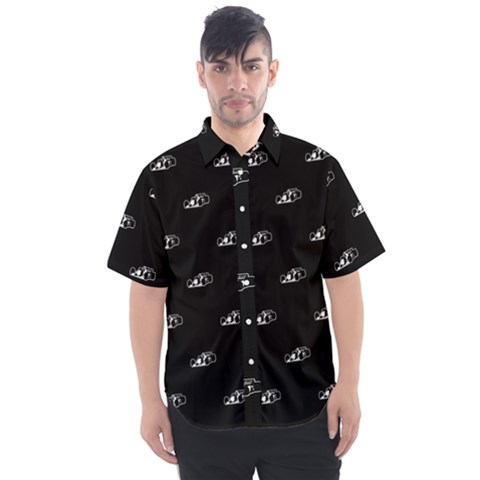 Formula One Black And White Graphic Pattern Men s Short Sleeve Shirt by dflcprintsclothing